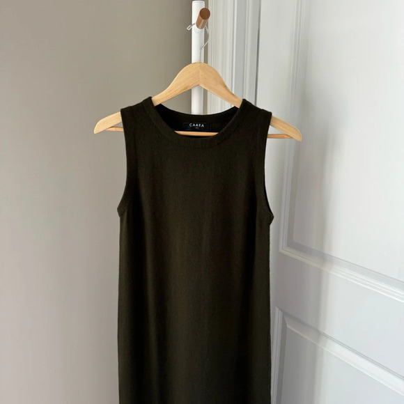 CAARA Wool Angora Maxi Dress in Olive - Picture 8 of 9